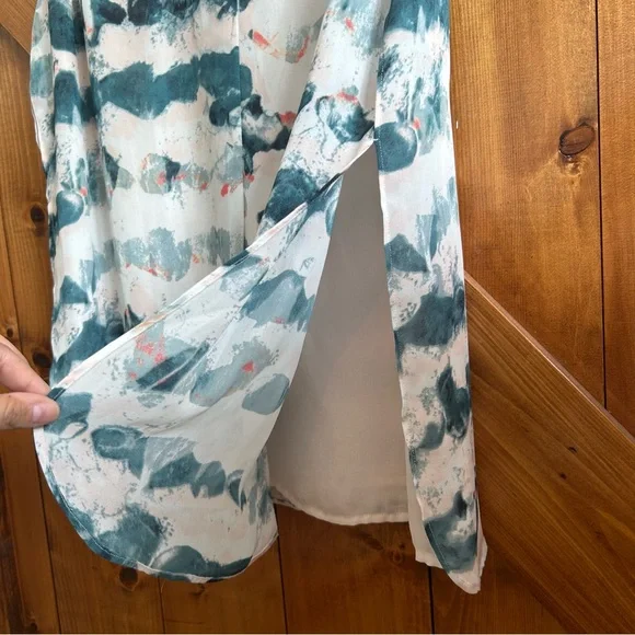 Cabi Womens Gelato Top Size XS Peach Teal Watercolor Stripe Sleeveless #5035 - Picture 4 of 5